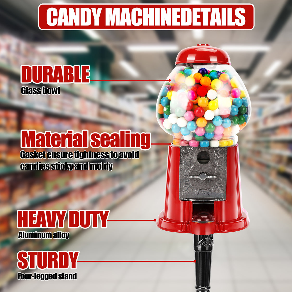 15 Inch Commercial Gumball Machine