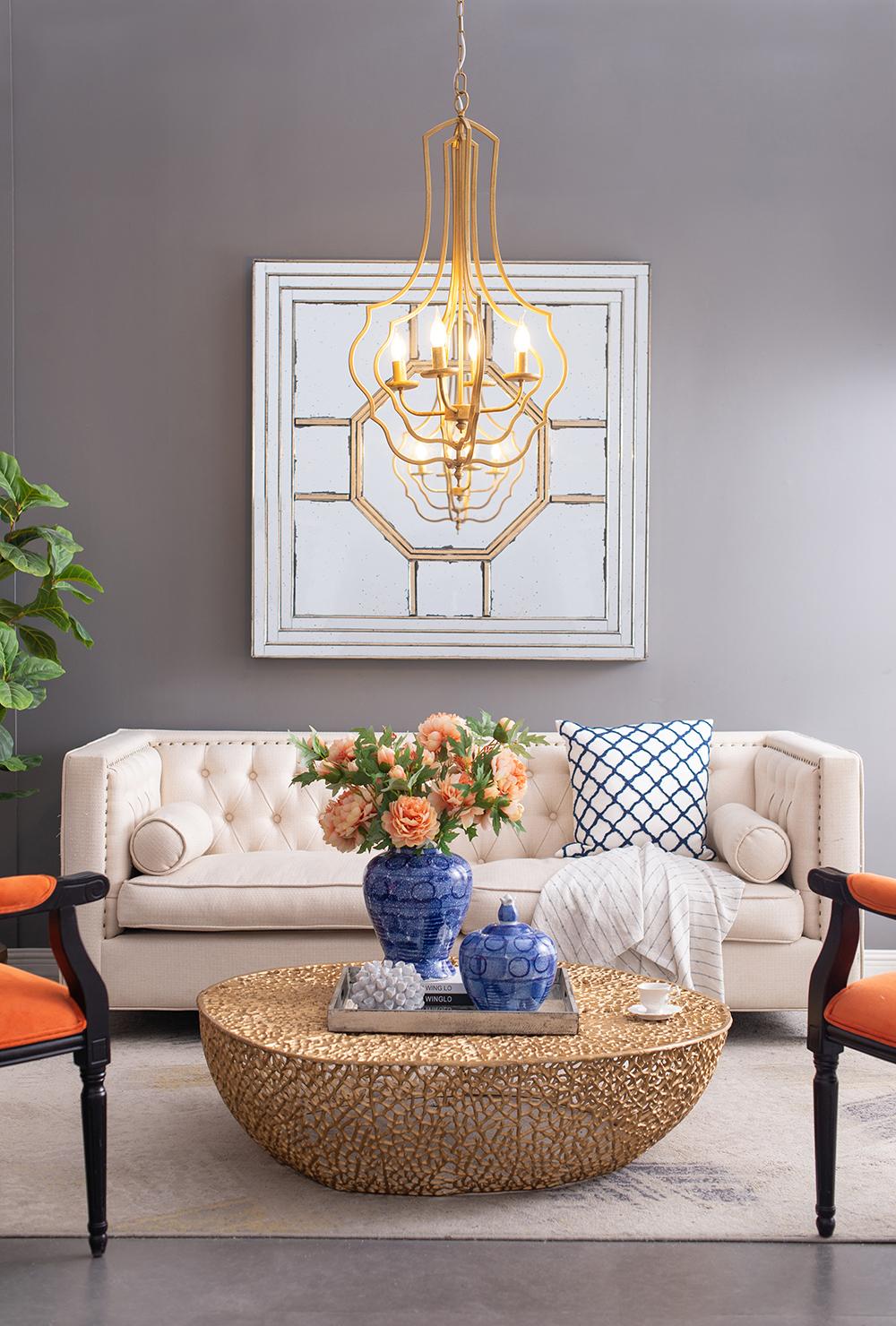 Baroque Style 4-Light Iron Chandelier