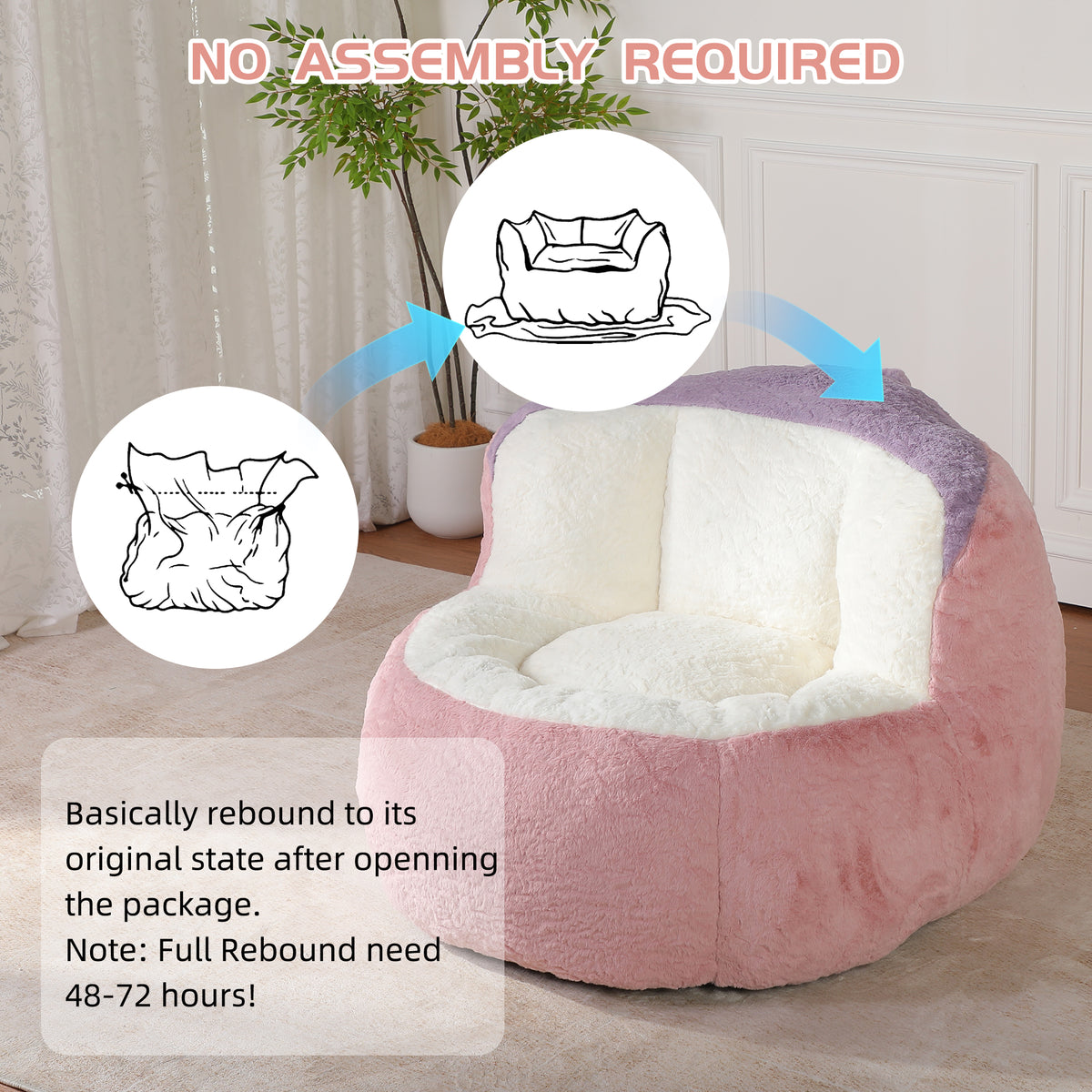 Oversized Multicolor Faux Fur Bean Bag Chair