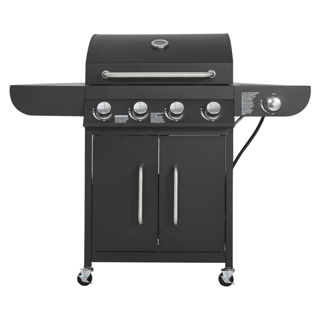 Gas Grill, 4 Burner Propane Gas Grill with Side Burner