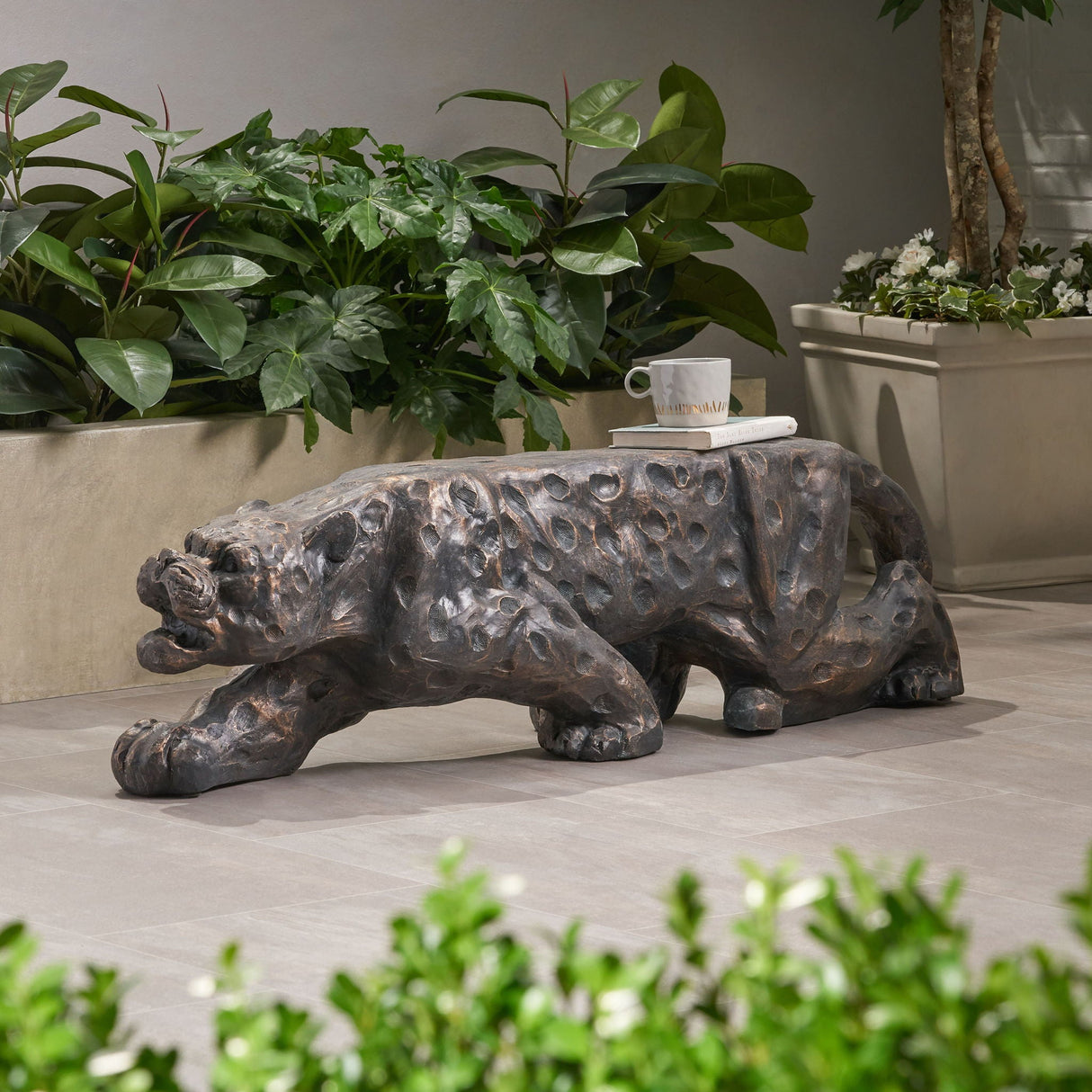 Leopard Lightweight Concrete Bench - Copper - Best Buy Furniture