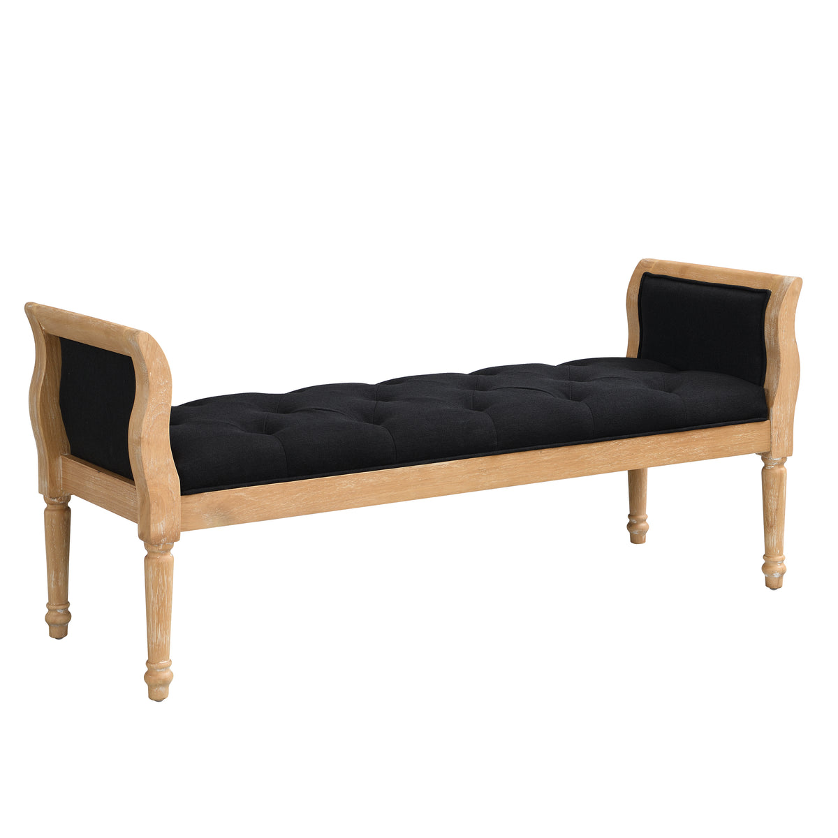 Modern Upholstered Bench with Curved Arms