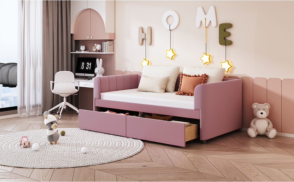 Upholstered Daybed With Ergonomic Design Backrest