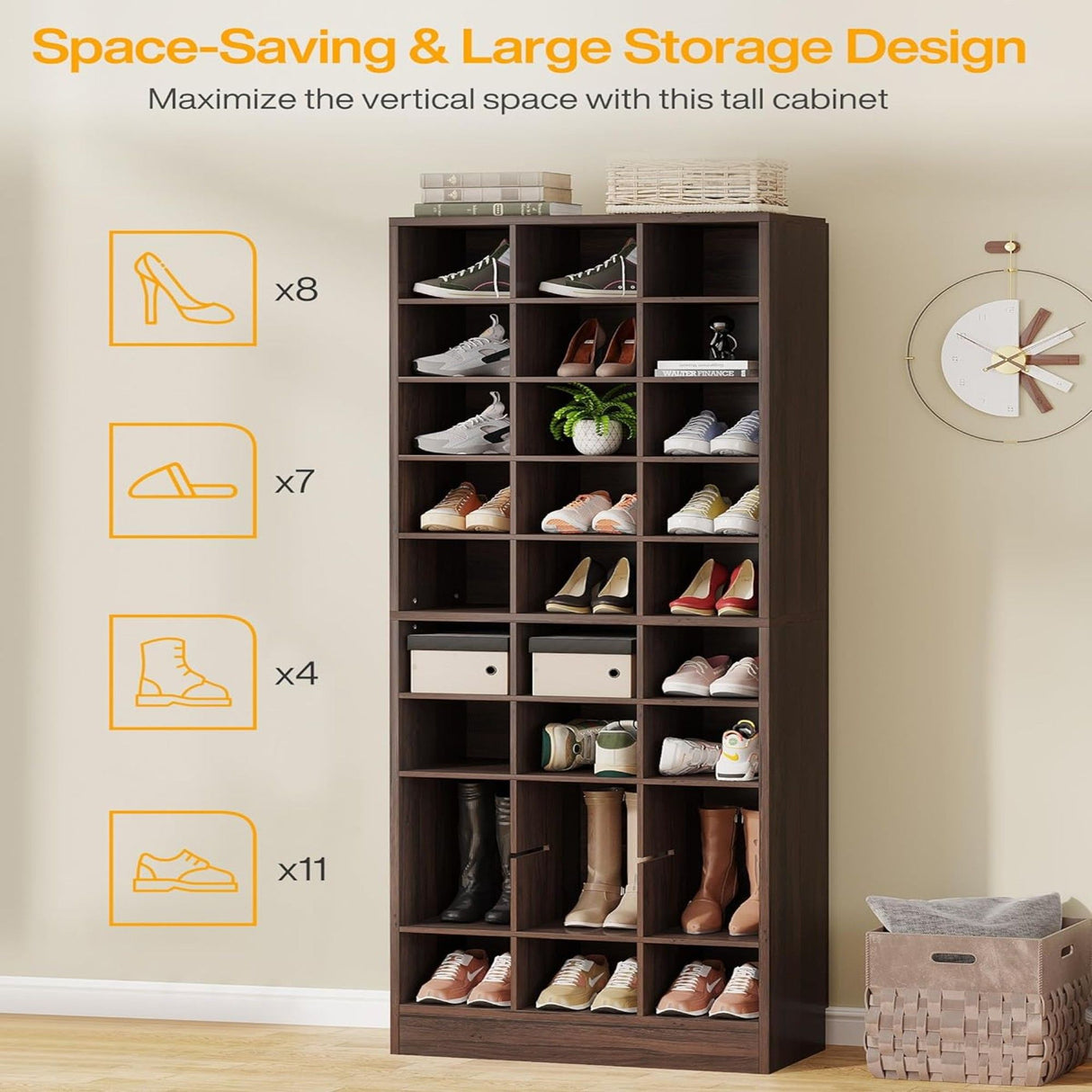 10 Tier Shoe Storage Cabinet With 30 Cubbies