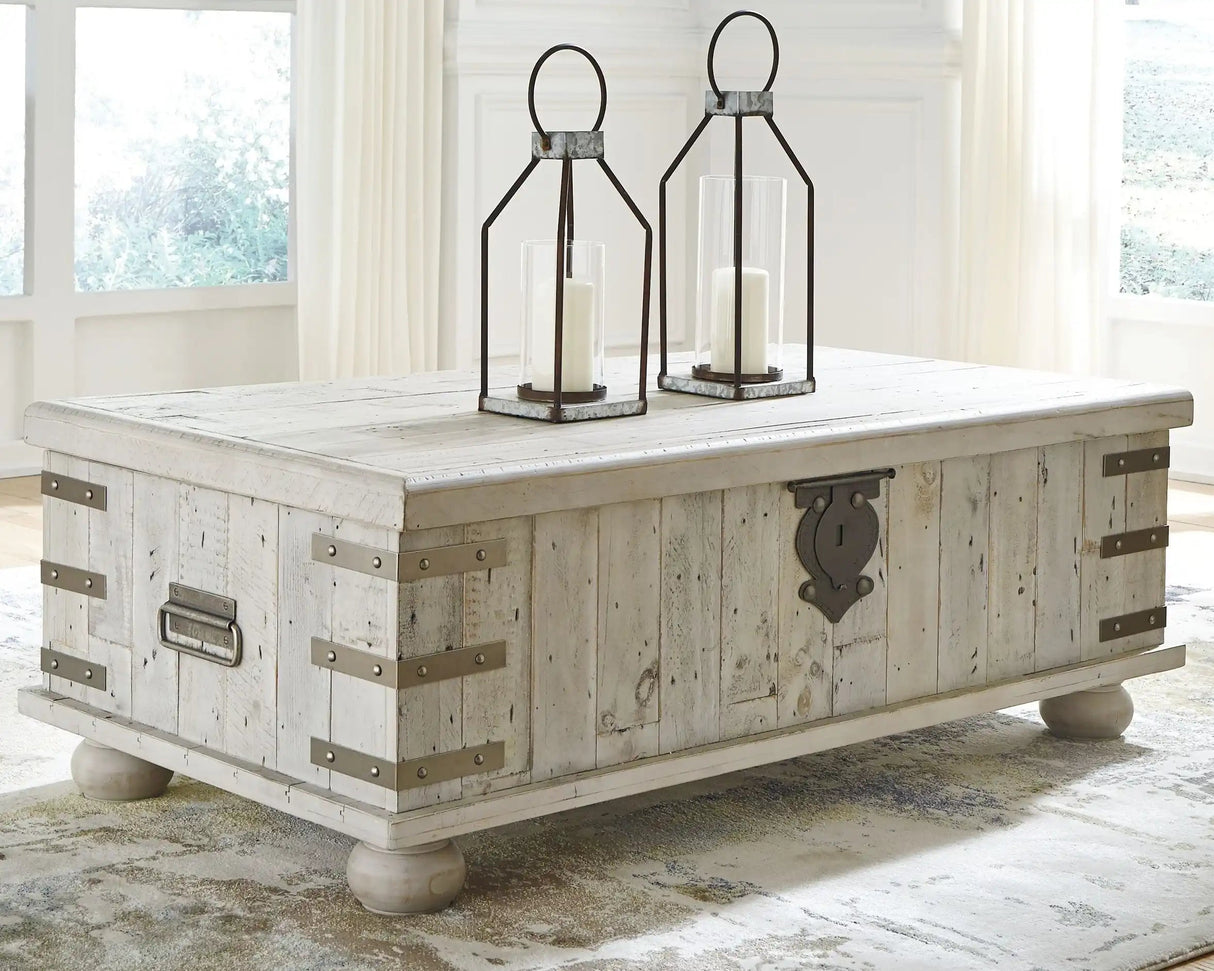 Carynhurst - Lift Top Cocktail Table - White Wash Gray - Best Buy Furniture