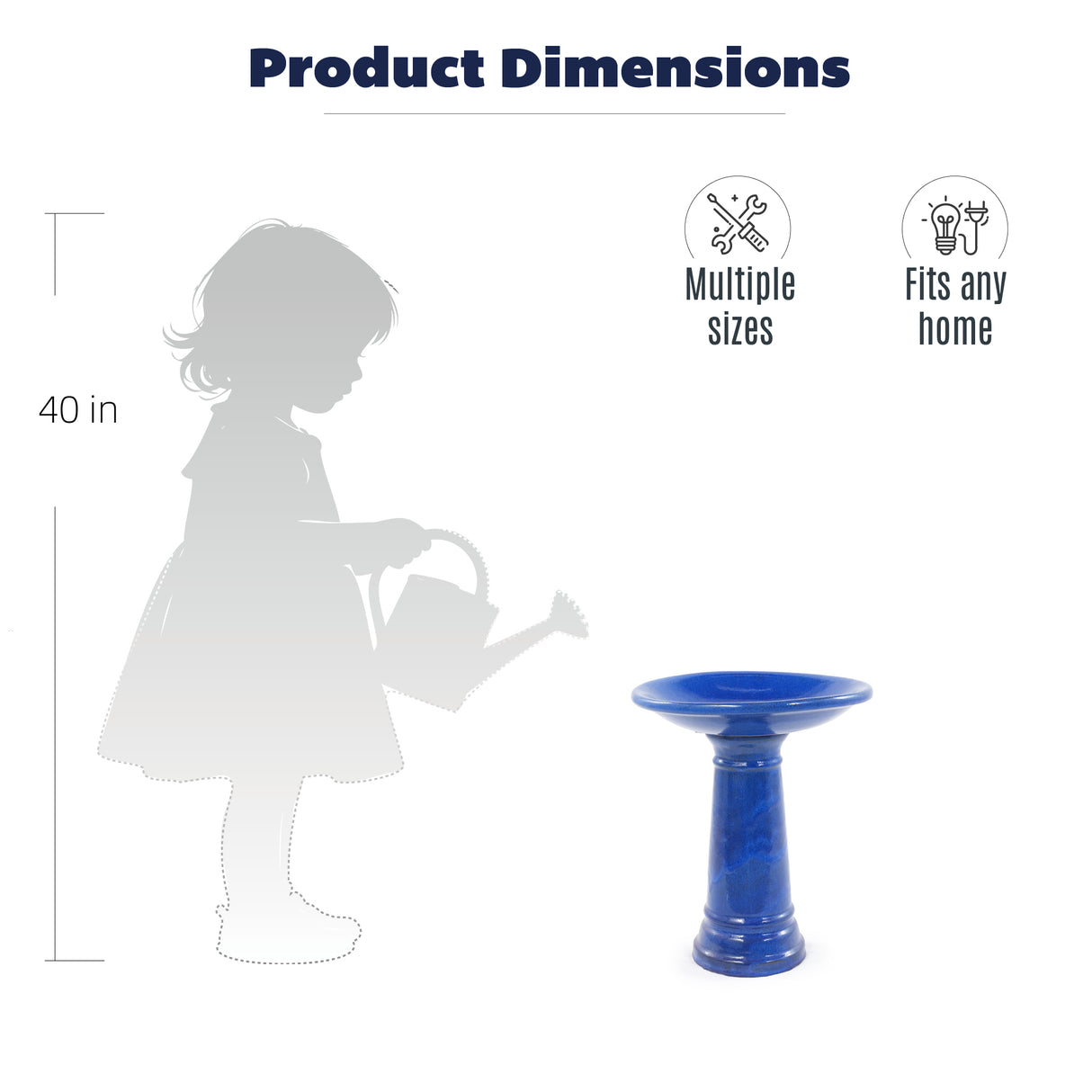 Ceramic Pedestal Bird Bath for Outdoor Garden