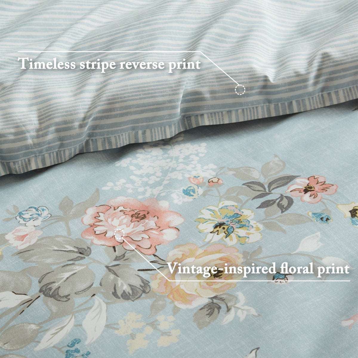 7-Piece Cal King 7 Piece Vin-Inspired Collection Floral Print, Soft