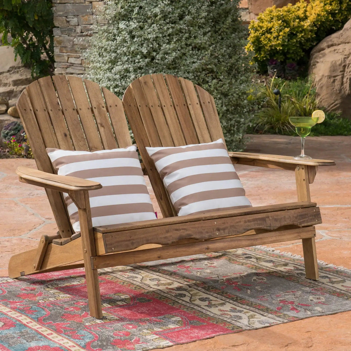 Outdoor Adirondack Rocking Loveseat With Hand Crafted Details - Best Buy Furniture