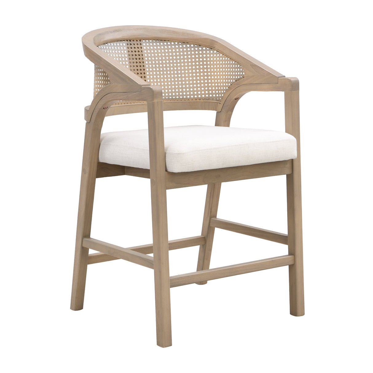 Wooden-Frame-Counter-Stool-with-Rattan-Back,-Set-of-2-Counter-Stools