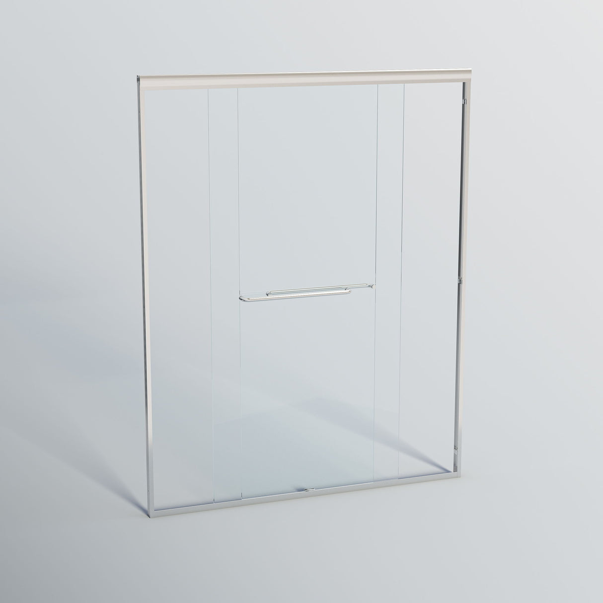 Double Sliding Shower Door, Semi-Frameless Bypass Bathroom Sliding Door With 1/4" (6 Mm) Tempered Glass For Walk-In Shower