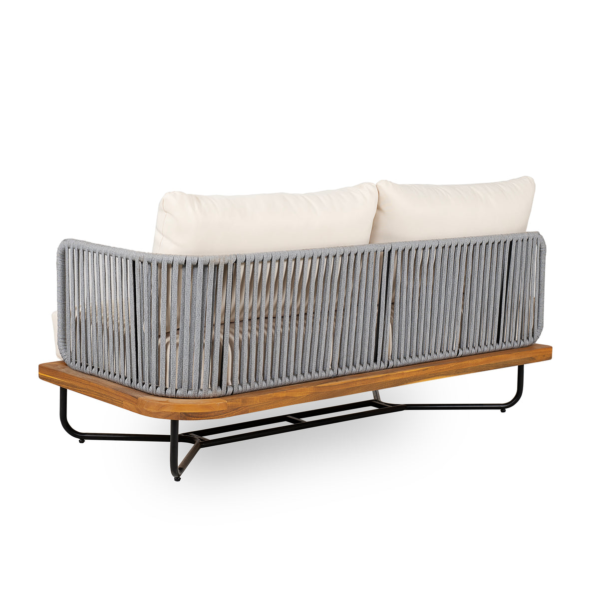 Lucca Outdoor 6 Seaters Acacia Wood and Rope Woven Patio Set