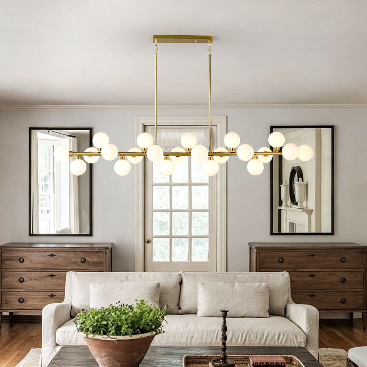 75.6'' Large Pendant Lamp with Opal Glass Shade