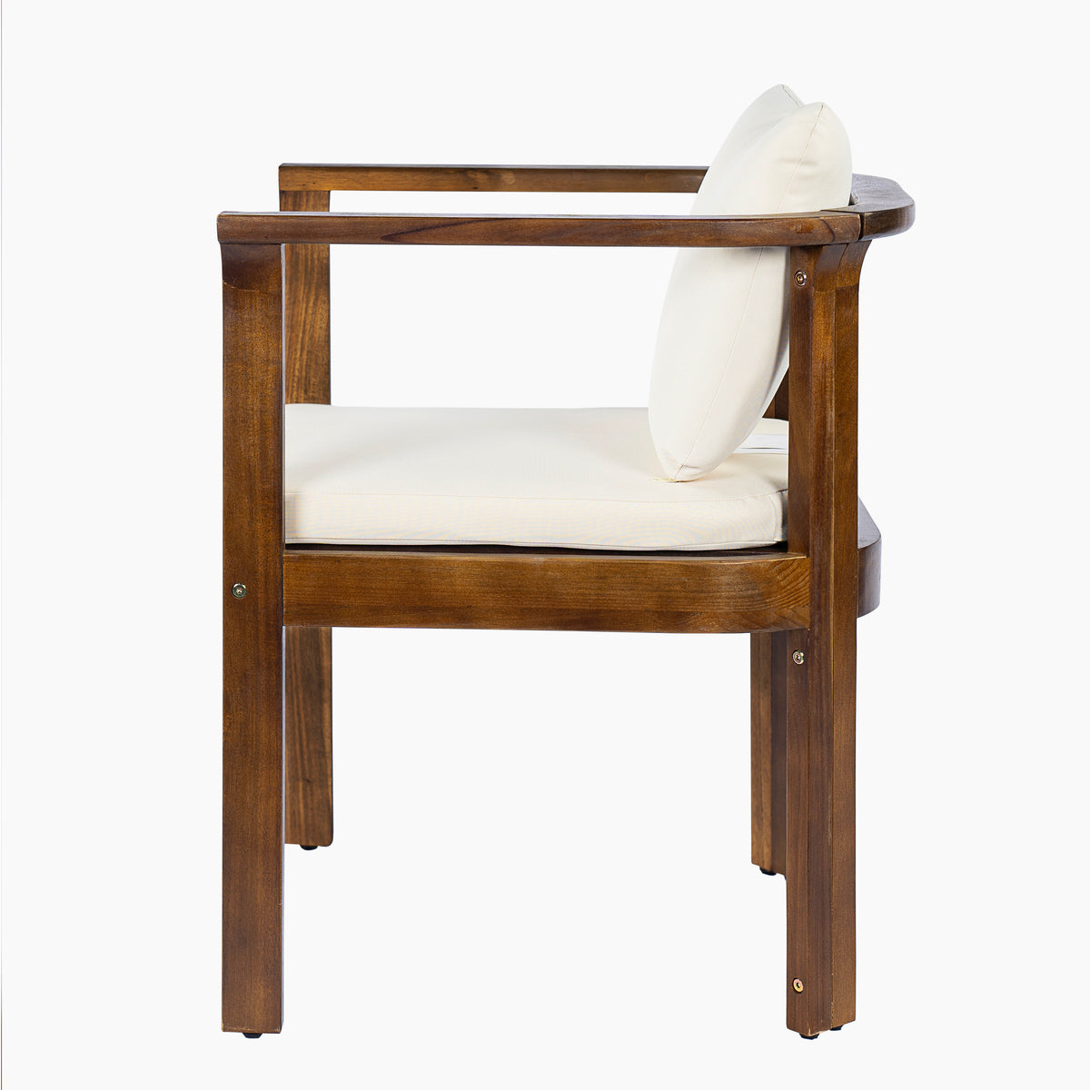 Outdoor Dining Chair Set of 4 with Curved Acacia Wood Arms