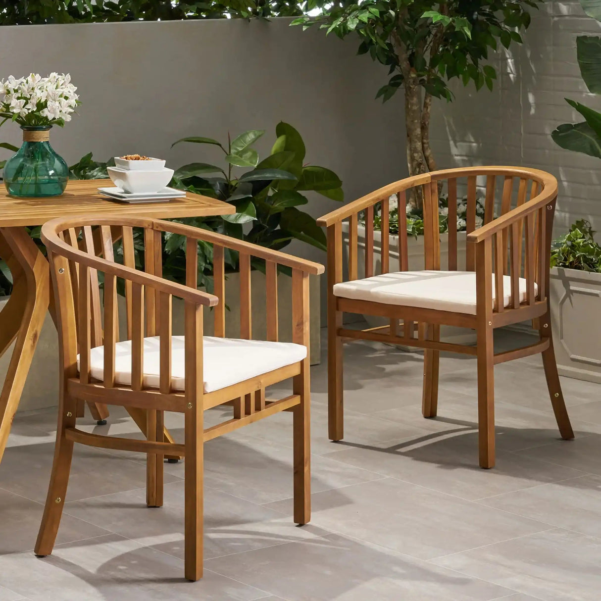 Outdoor Wooden Dining Chairs With Cushions (Set of 2) - Best Buy Furniture