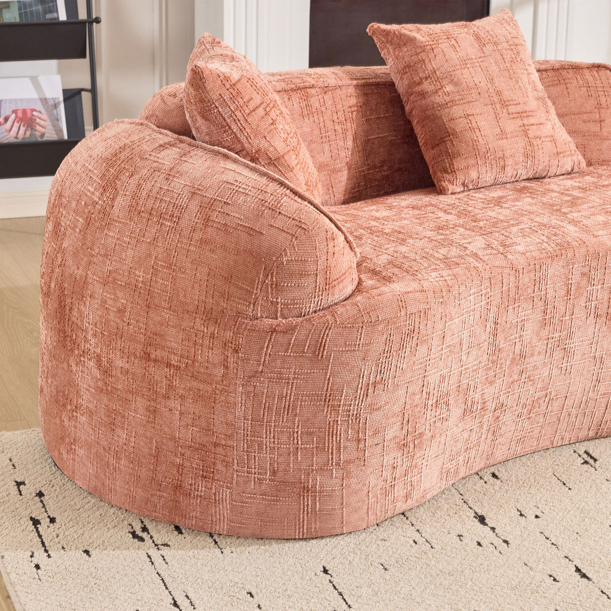 Curved Compressed Sofa, Nordic-Style Design For Living Room
