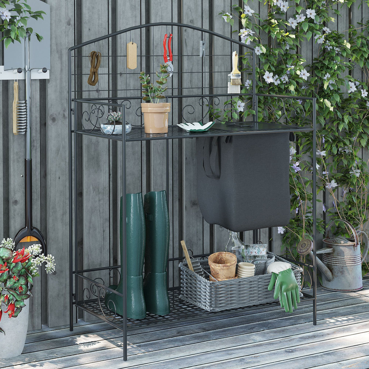 Outsunny Folding Potting Bench Table