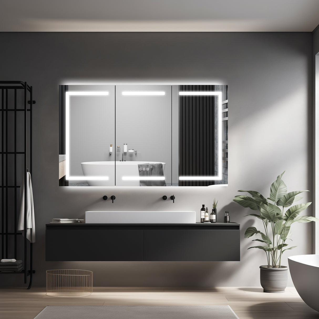 60 x 36 Inch LED Lighted Bathroom Medicine Cabinet