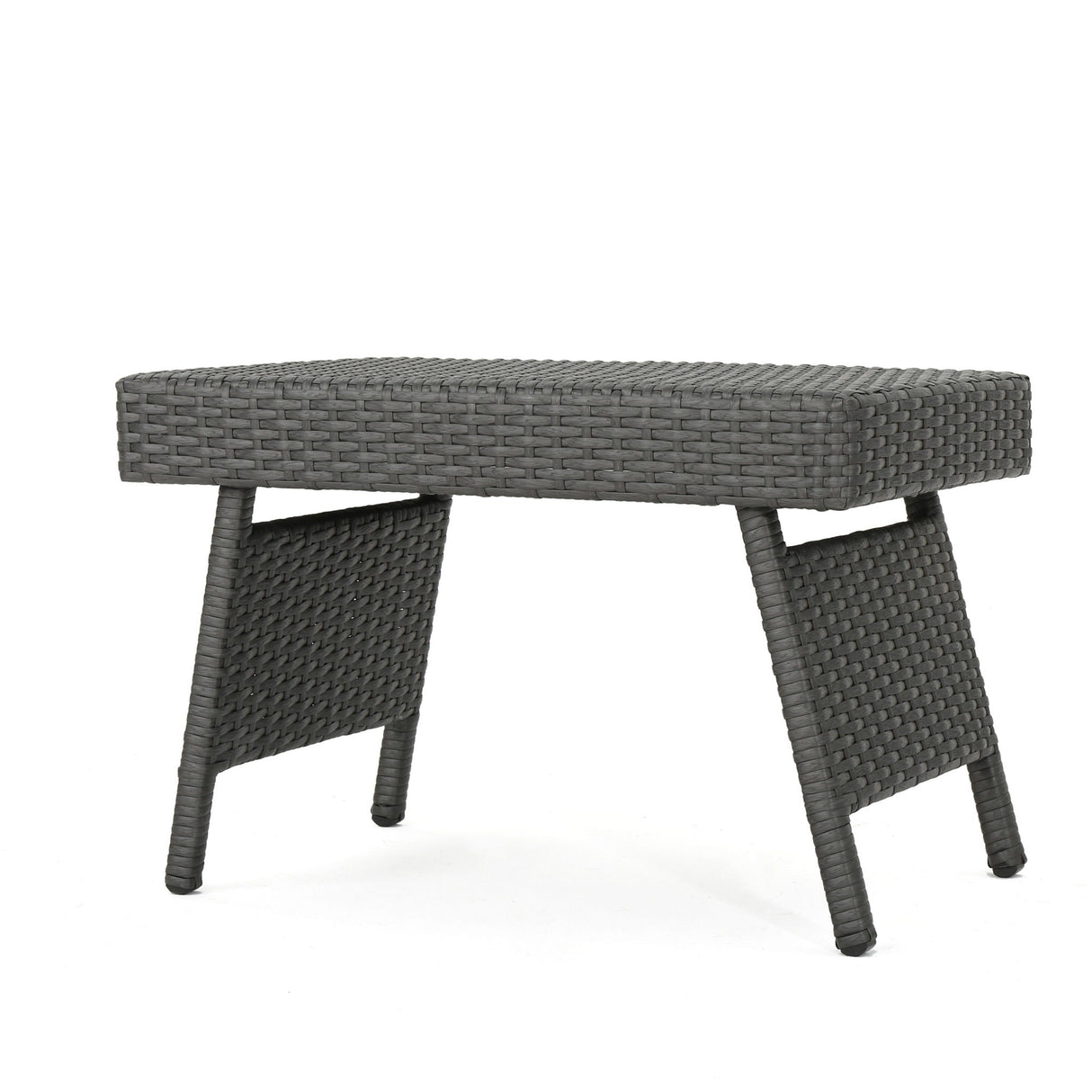 Outdoor Wicker Table With Rectangular Tabletop - Gray - Best Buy Furniture