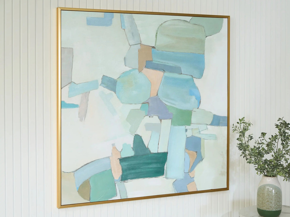 Wynburn - Wall Art - White / Blue / Green - Best Buy Furniture