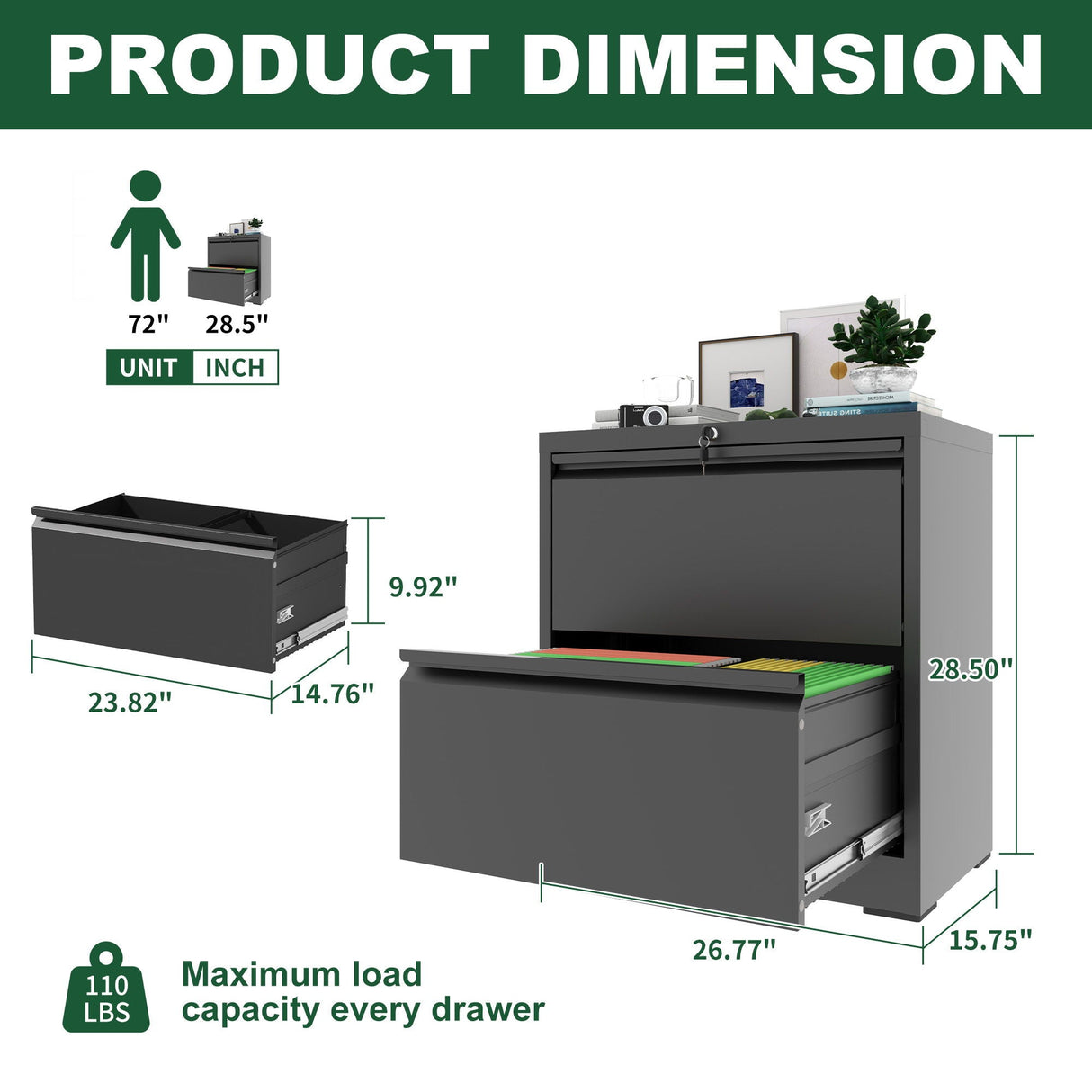 Premium Drawer Metal Lateral File Cabinet With Lock