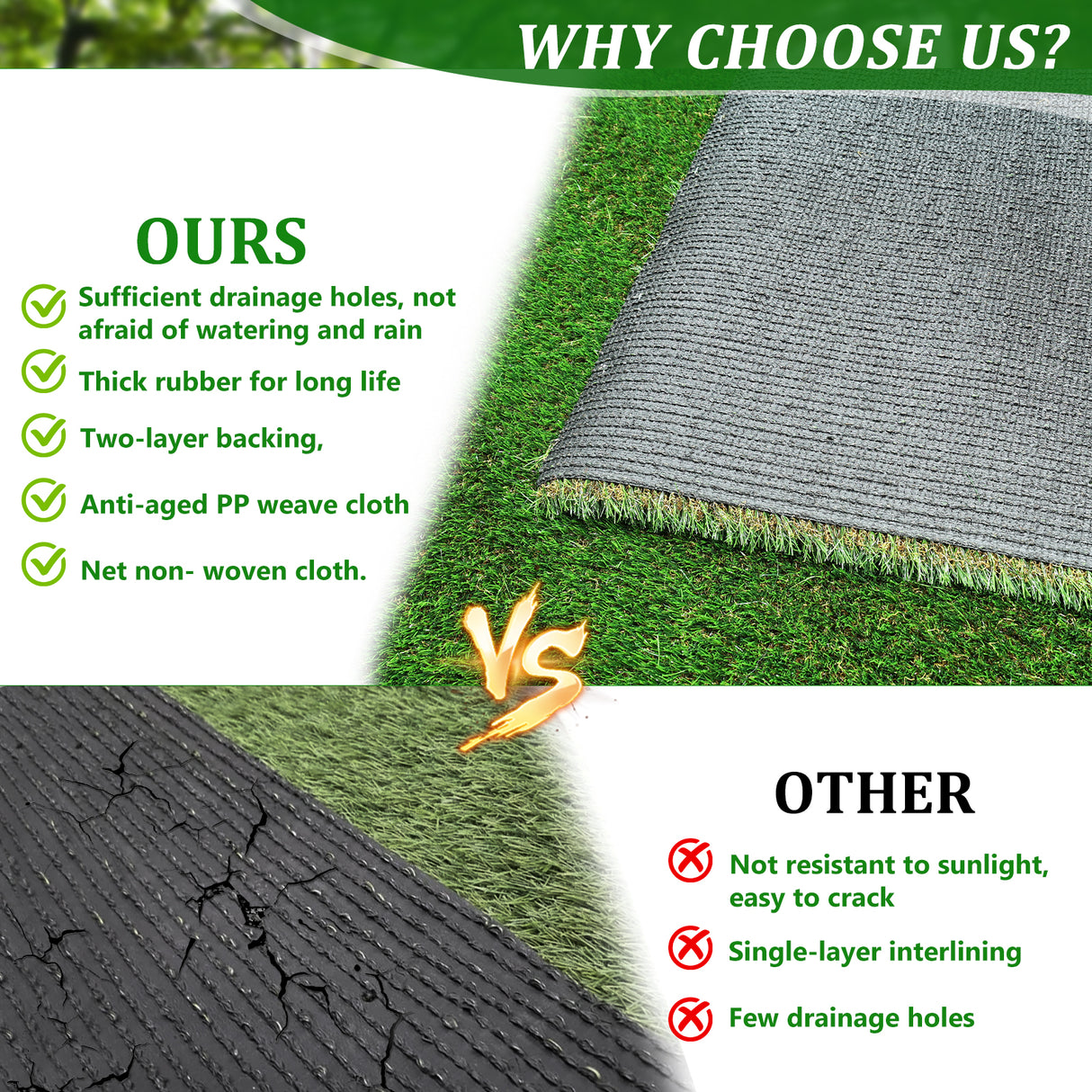 6FTX10FT Outdoor Artificial Grass Runner Rug