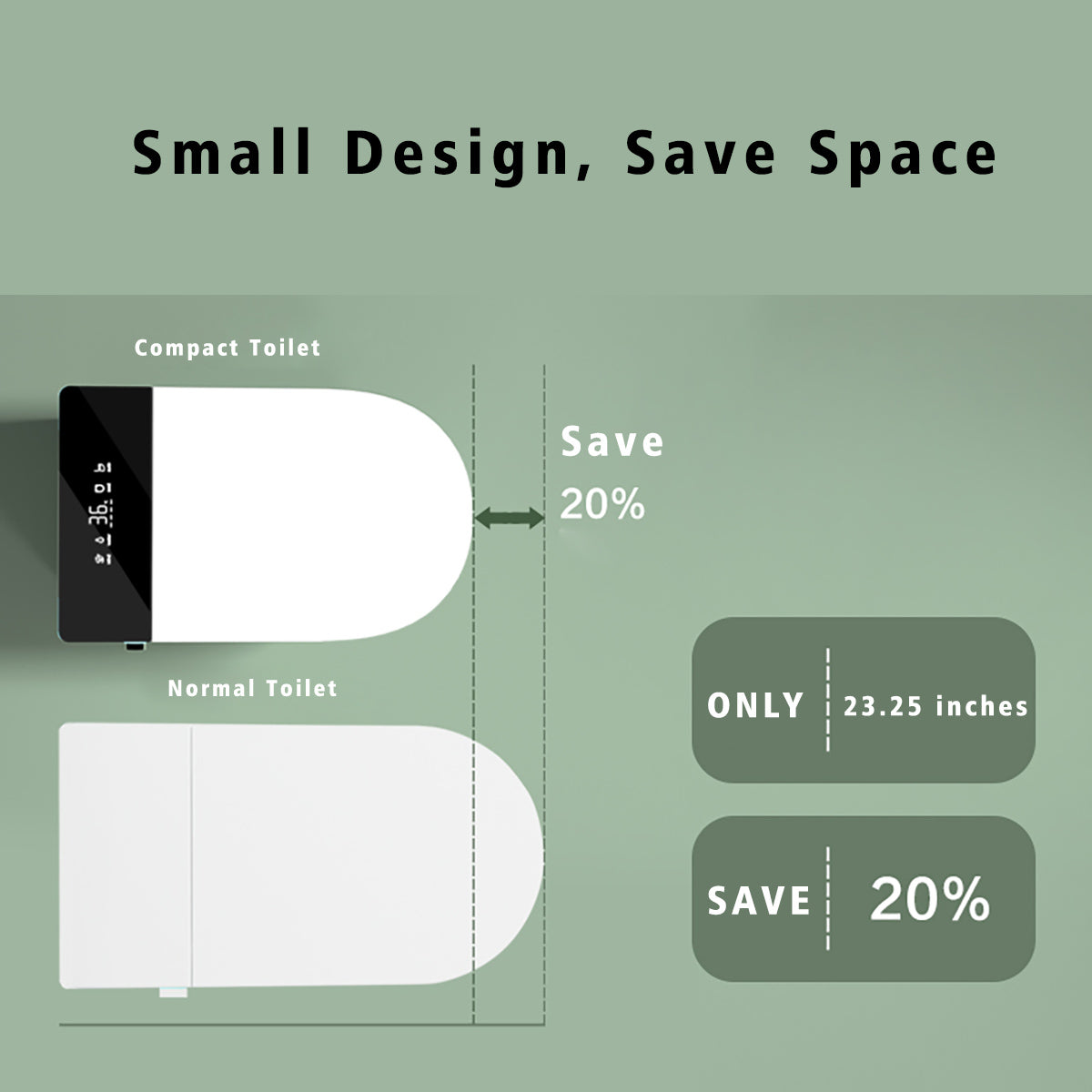 Compact Smart Toilet with Built-in Bidet Seat and Modern Tankless Design