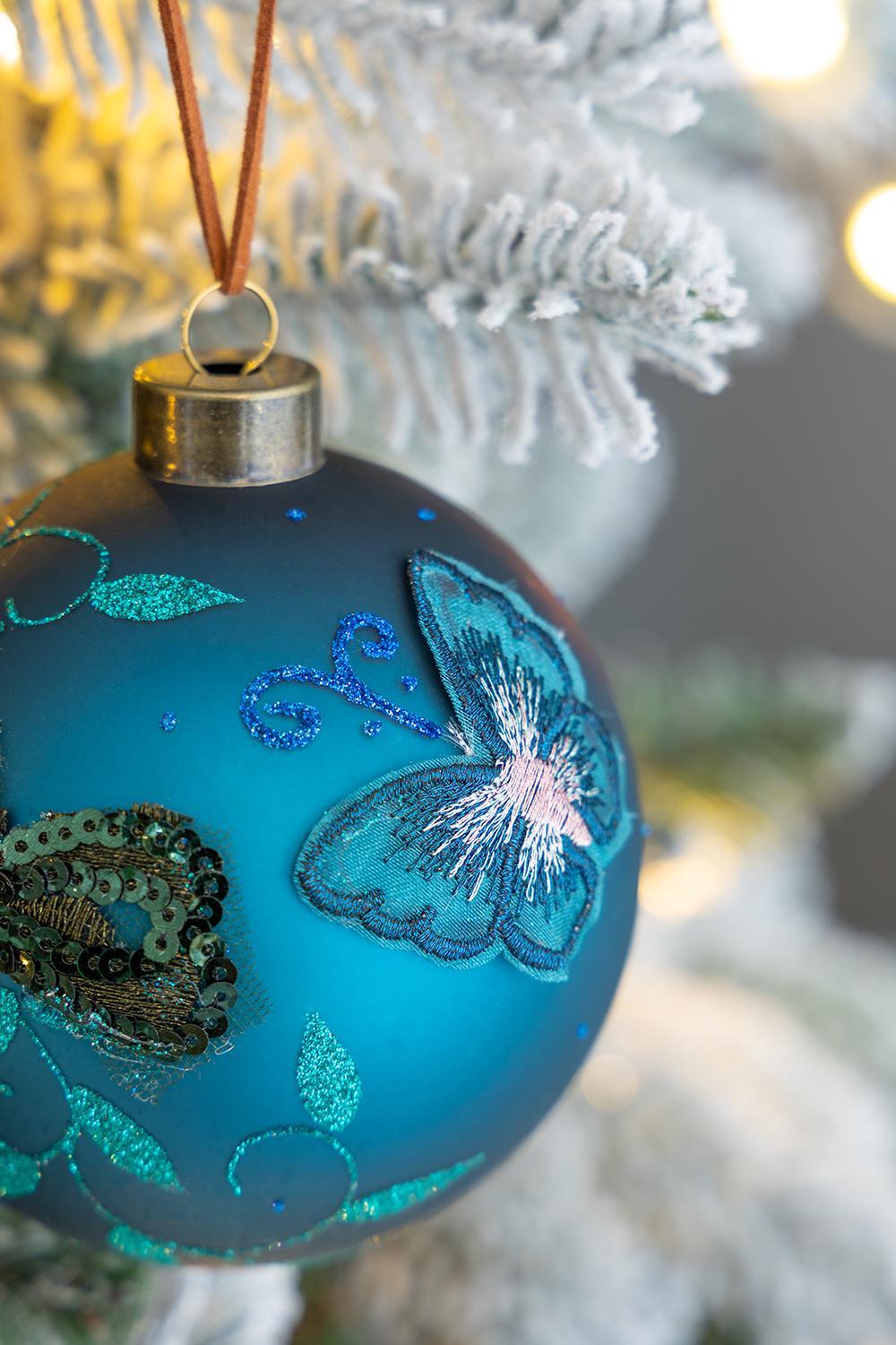 Christmas Ball Ornaments Glass Decorative Hanging Balls Light Blue
