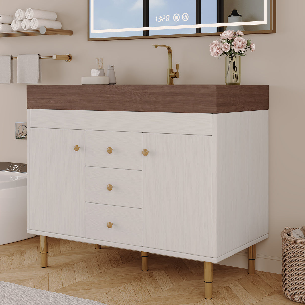36 In Modern Free-Standing Bathroom Vanity With Ceramic Sink