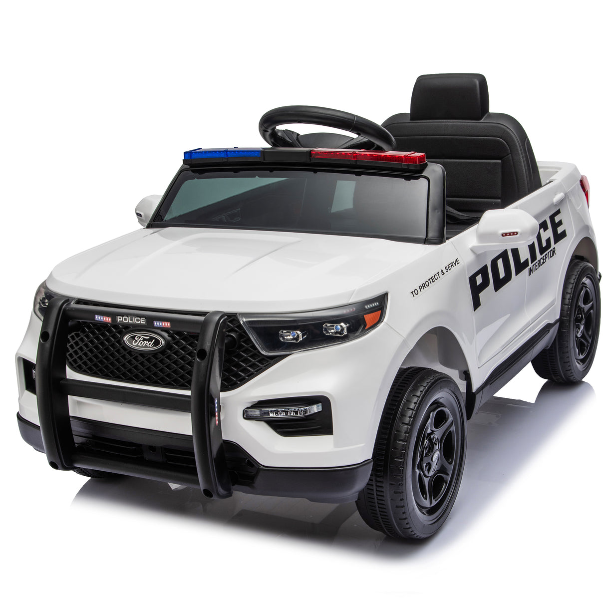 Licensed Ford Police 12V Ride-On Truck with Parental Remote Control