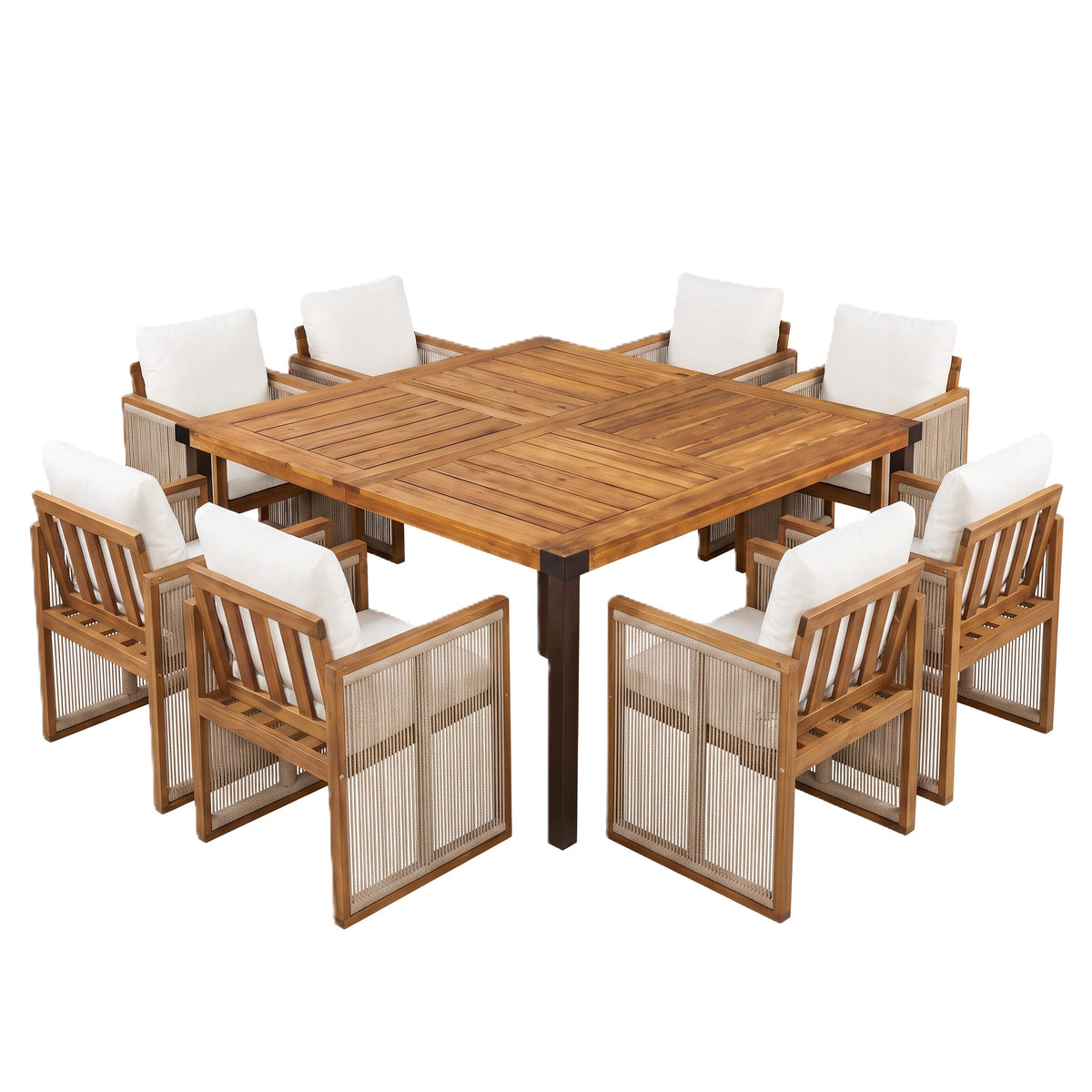 9-Piece Acacia Wood Outdoor Patio Dining Set