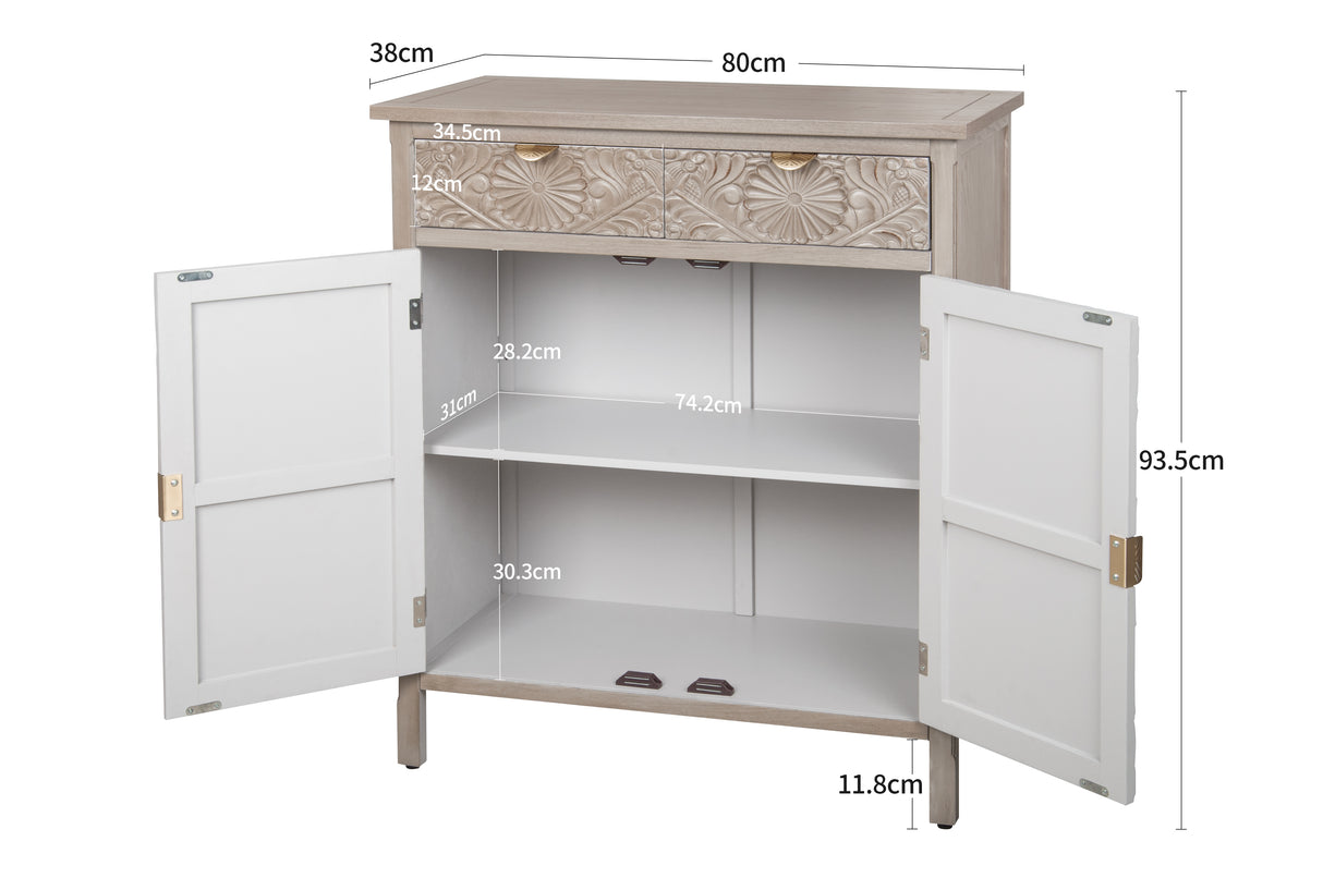 Hand-Carved Accent Cabinet with Drawer and Doors