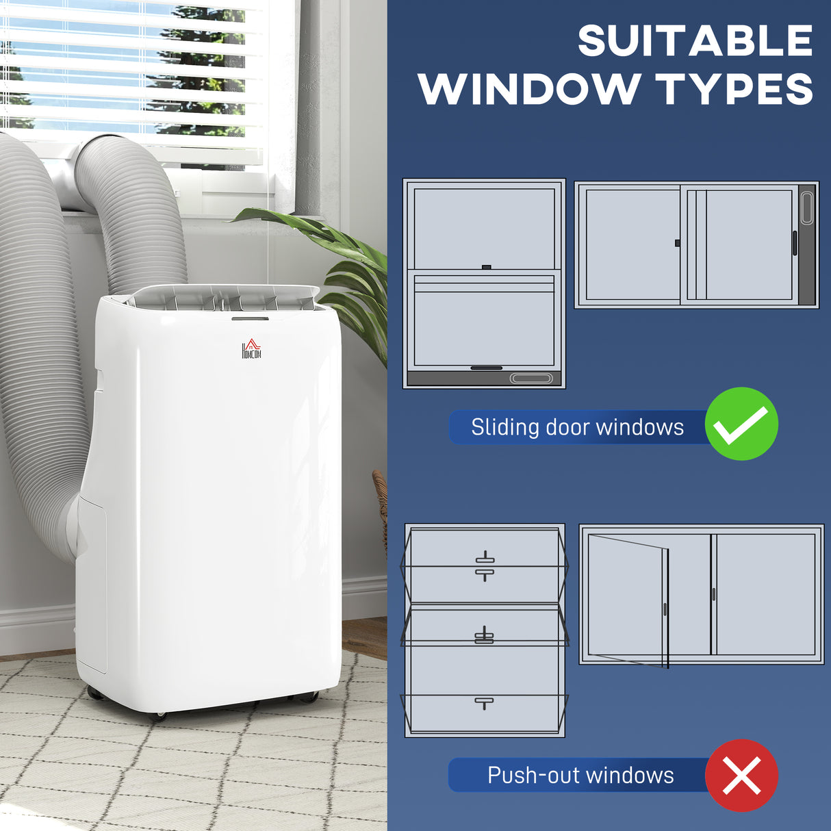 HOMCOM Inverter Air Conditioner, 14000 BTU Dual Hose Portable AC Unit