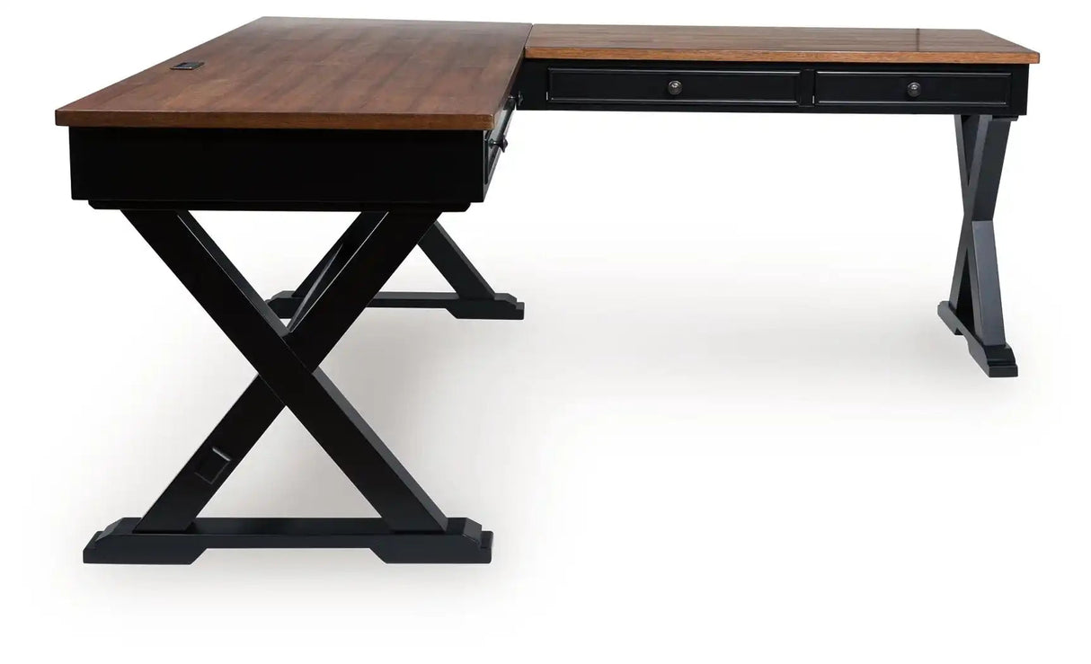 Wildenauer - Home Office Desk And Return - Brown / Black - Best Buy Furniture
