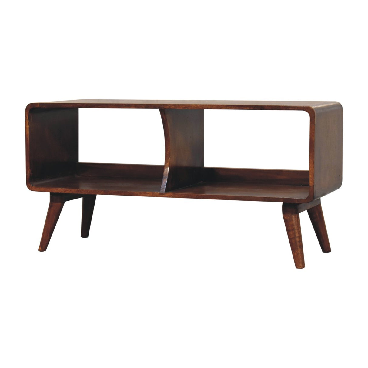 Solid Wood Curved Chestnut Media Unit