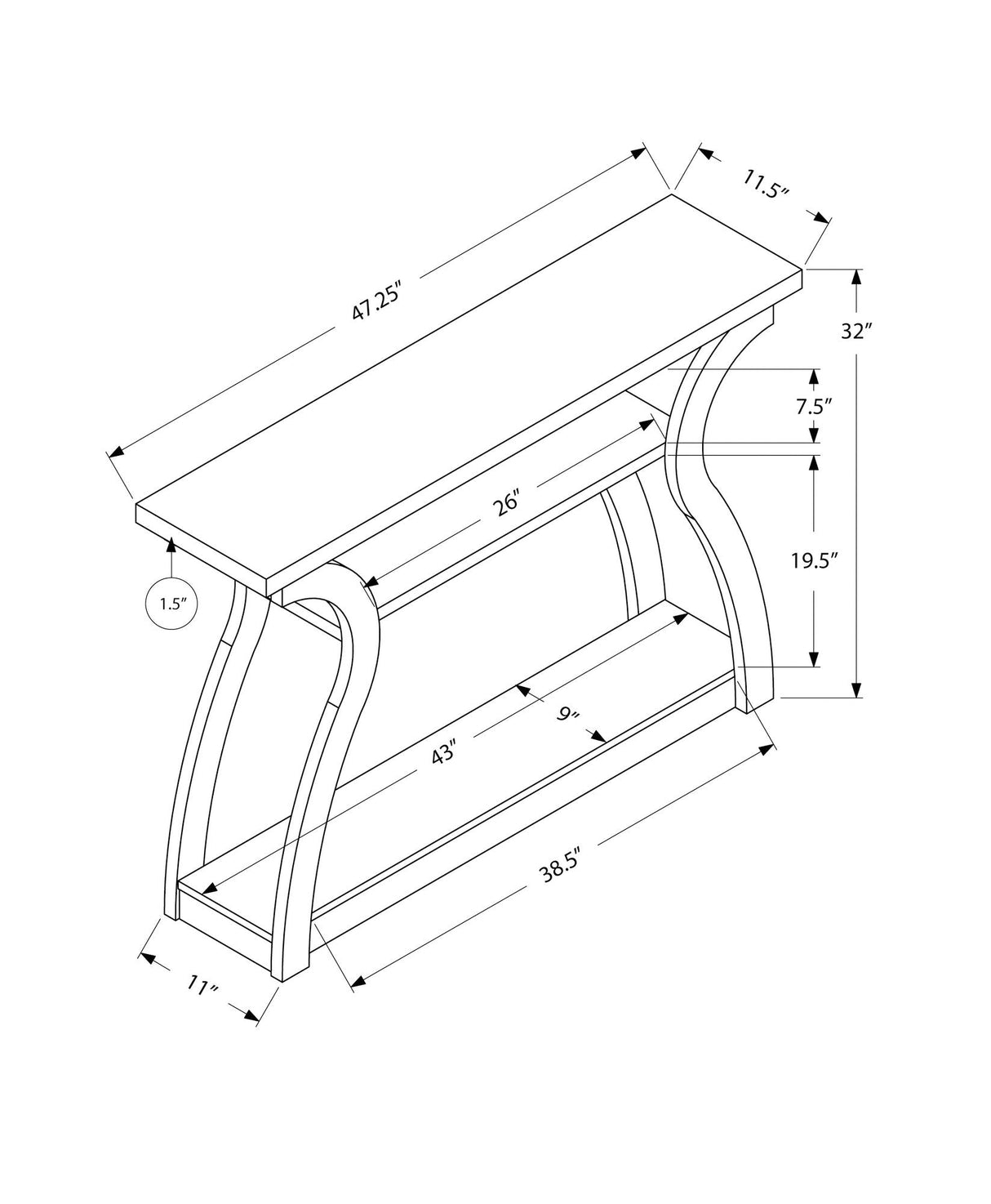 Accent Console Table For Entryway, Unique Curved Design - Best Buy Furniture