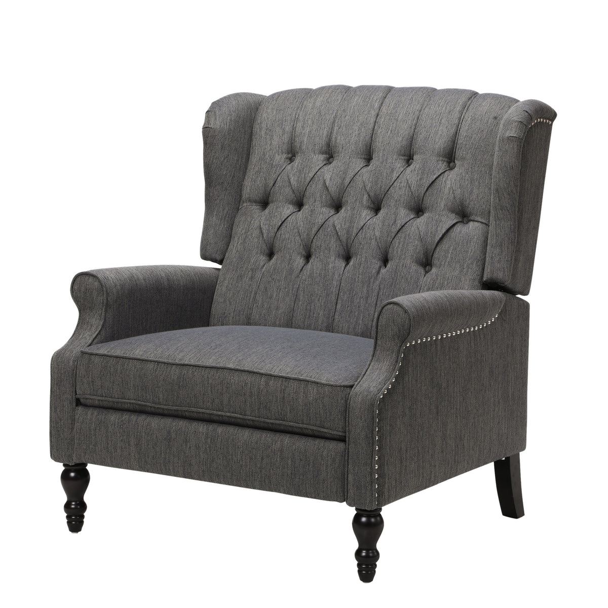 Oversized Tufted Wingback Fabric Push Back Recliner