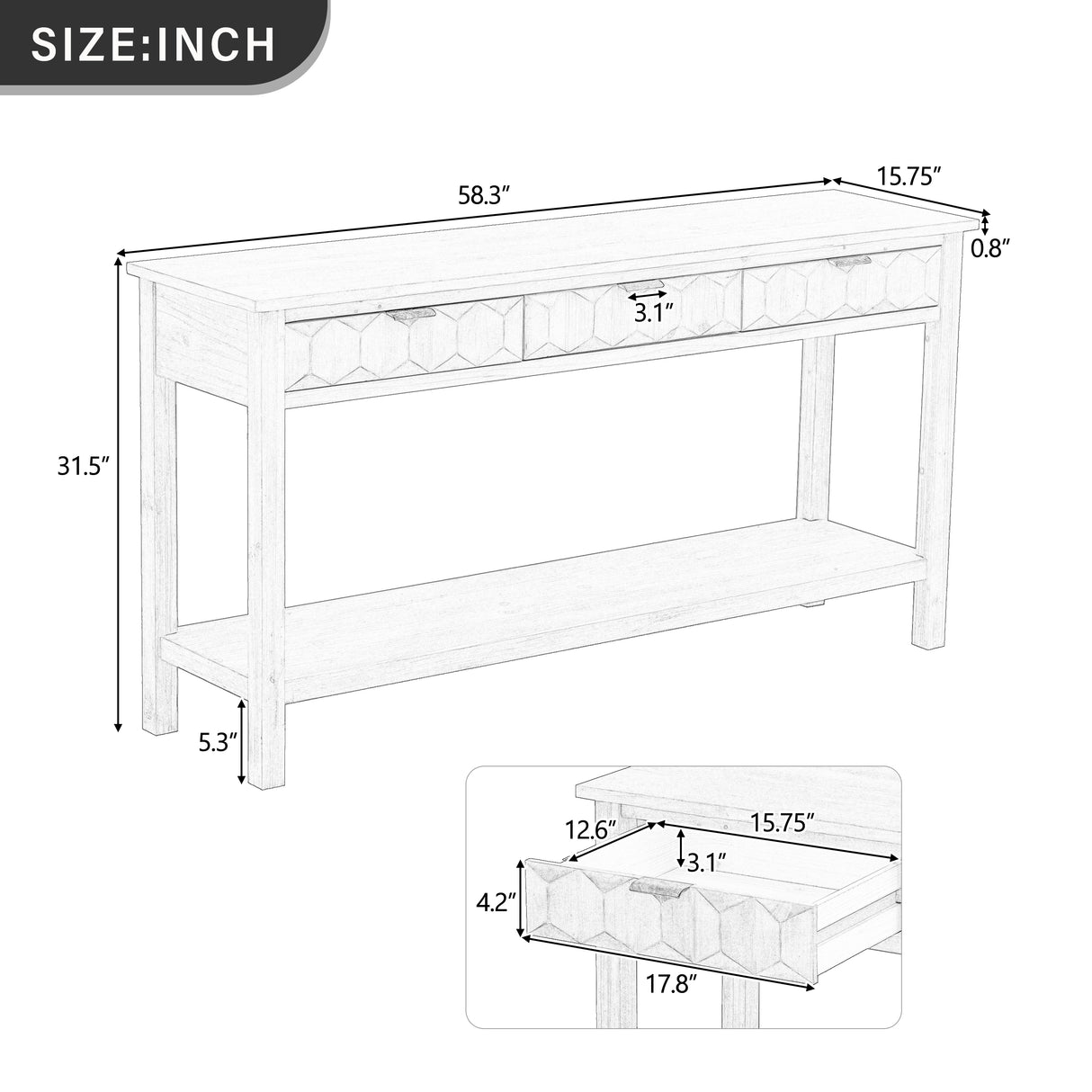 U_Style 58.3'' Fir Veneer Entryway Table
