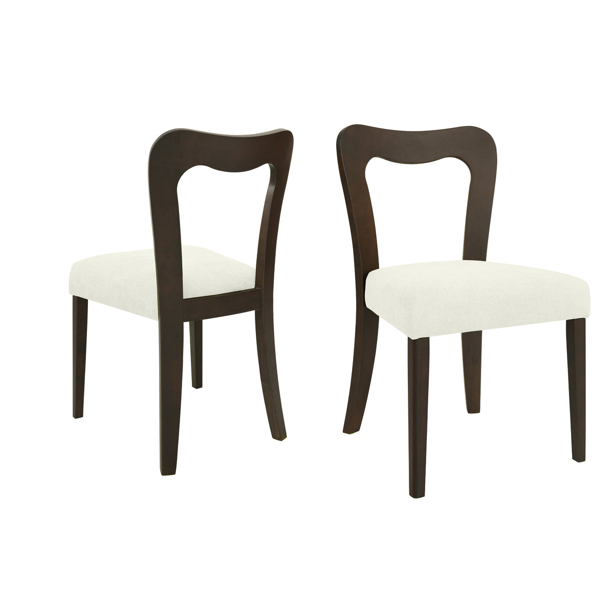 Dining Chair Without Arm Set of 2 (Dark Brown + Beige)