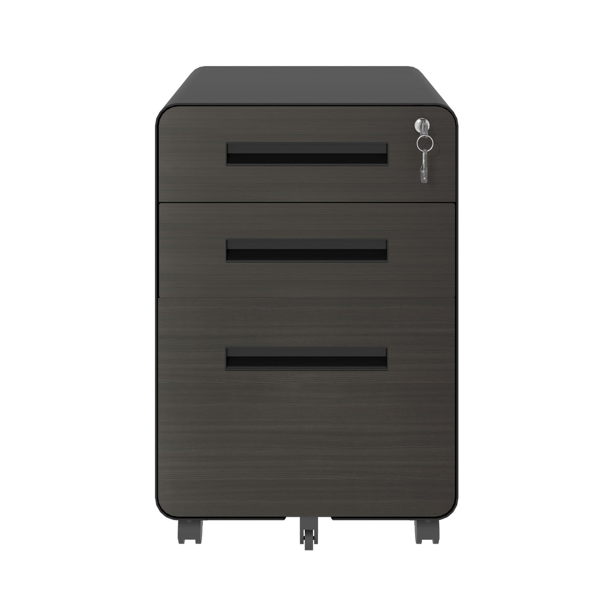 3-Drawer Mobile File Cabinet With Lock, On Casters, Holds A4/Letter Files
