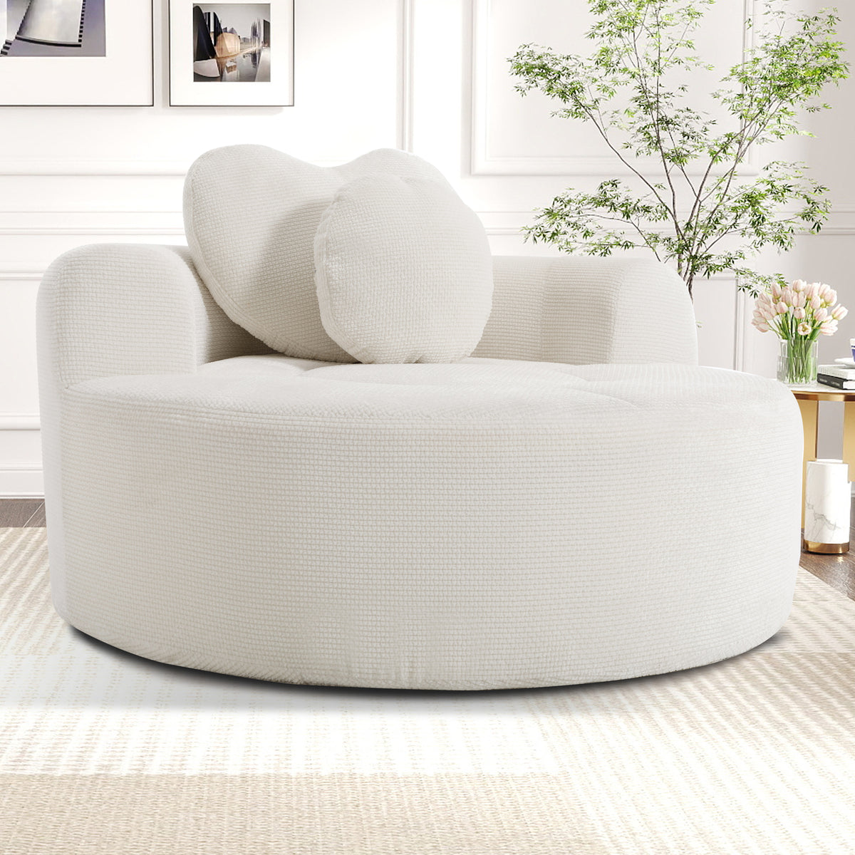 Round Sofa Bed with Memory Foam Sectional Couch
