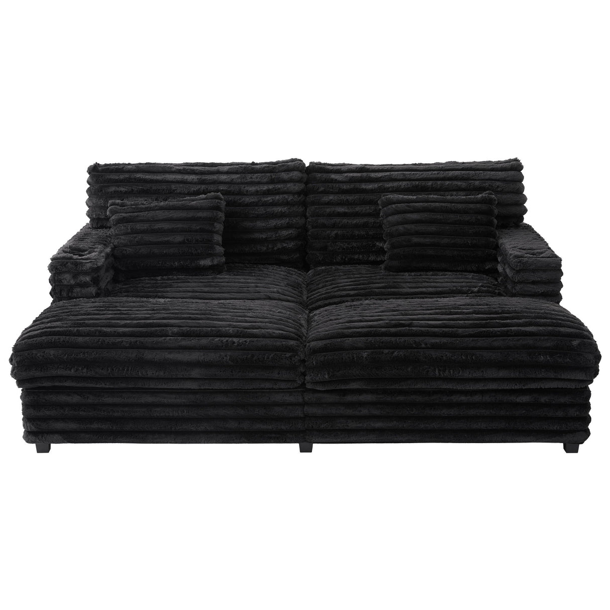 Oversized Double Chaise Lounge Sofa Bed With USB Ports And Cup Holders