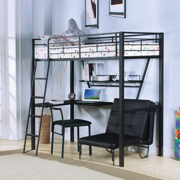 Senon - Twin Loft Bed With Desk - Black / Silver - Best Buy Furniture