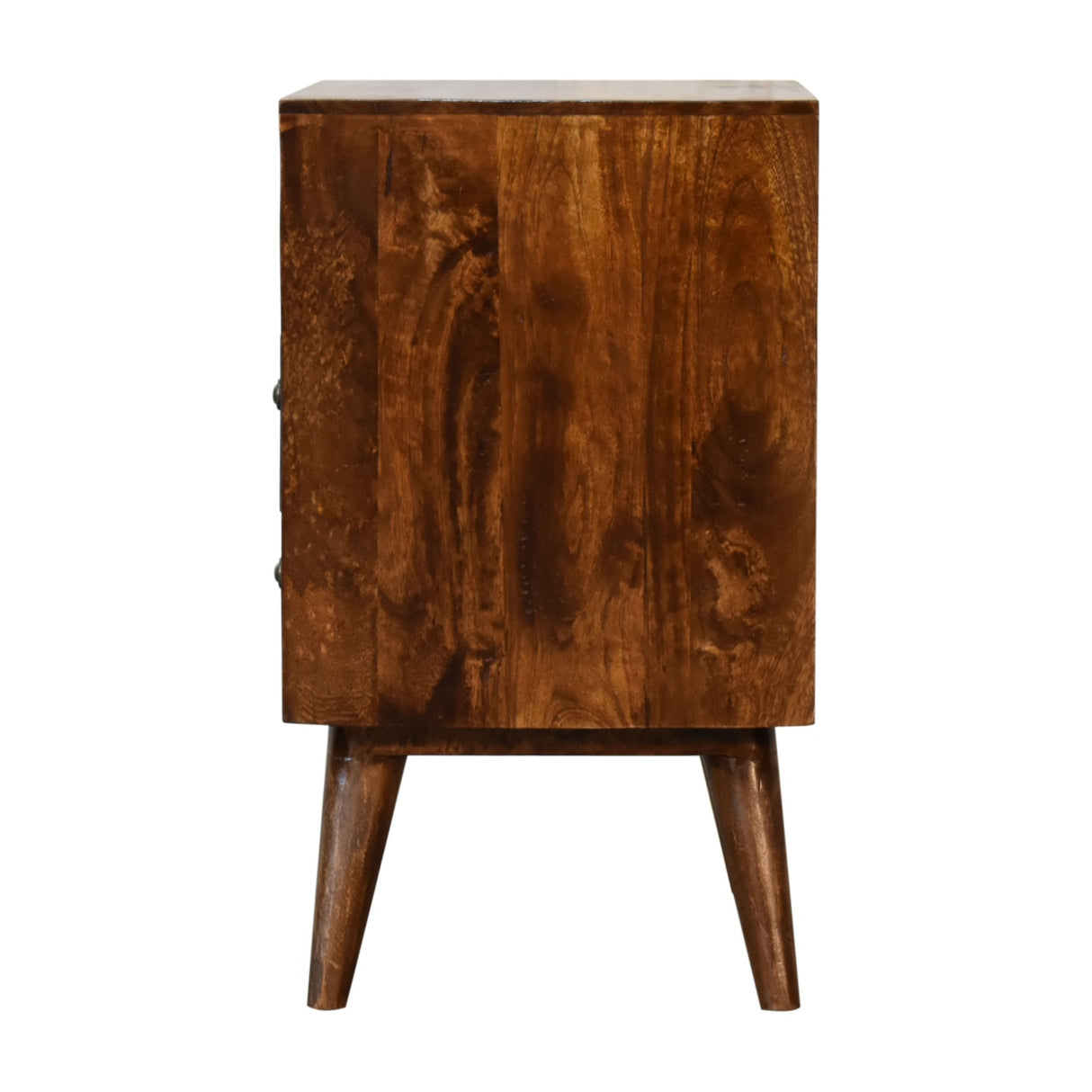 Classic Chestnut Nightstand, 2-Drawers, 1 Open-Slot, Nordic Legs