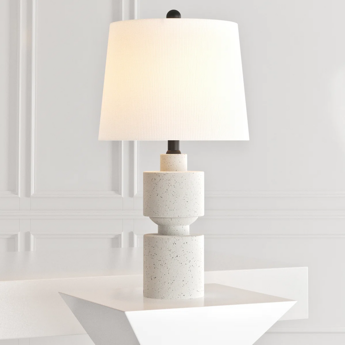 24.5-Inch Modern Farmhouse Table Lamp, Beige Resin