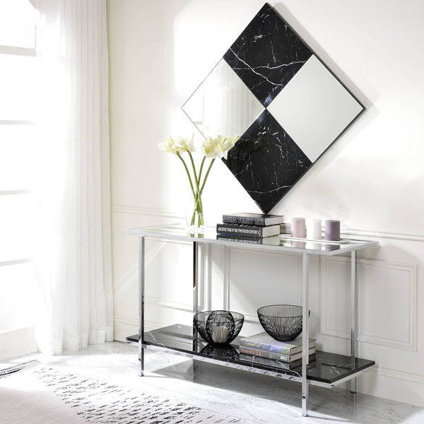 Angwin - Mirrored Faux Marble Console Table - Multi - Best Buy Furniture