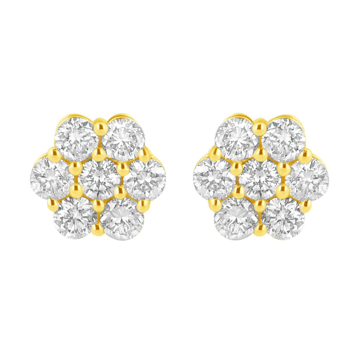 14K Yellow Gold 1.0 Cttw Diamond Flower Earring (J-K Color, I1-I2 Clarity)