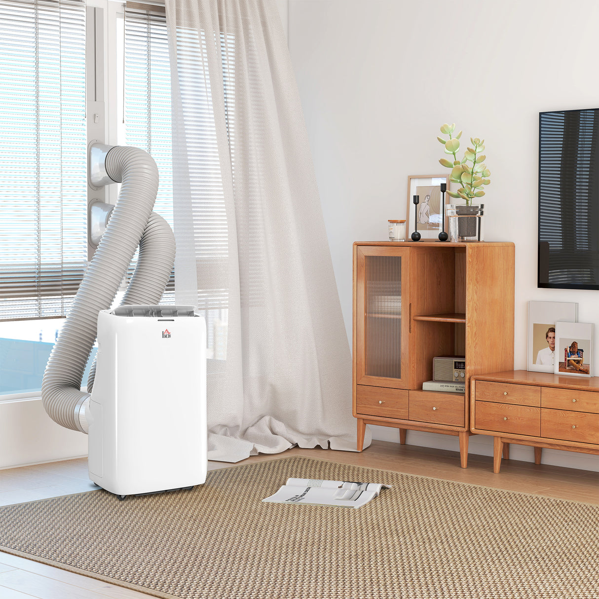 HOMCOM Inverter Air Conditioner, 14000 BTU Dual Hose Portable AC Unit
