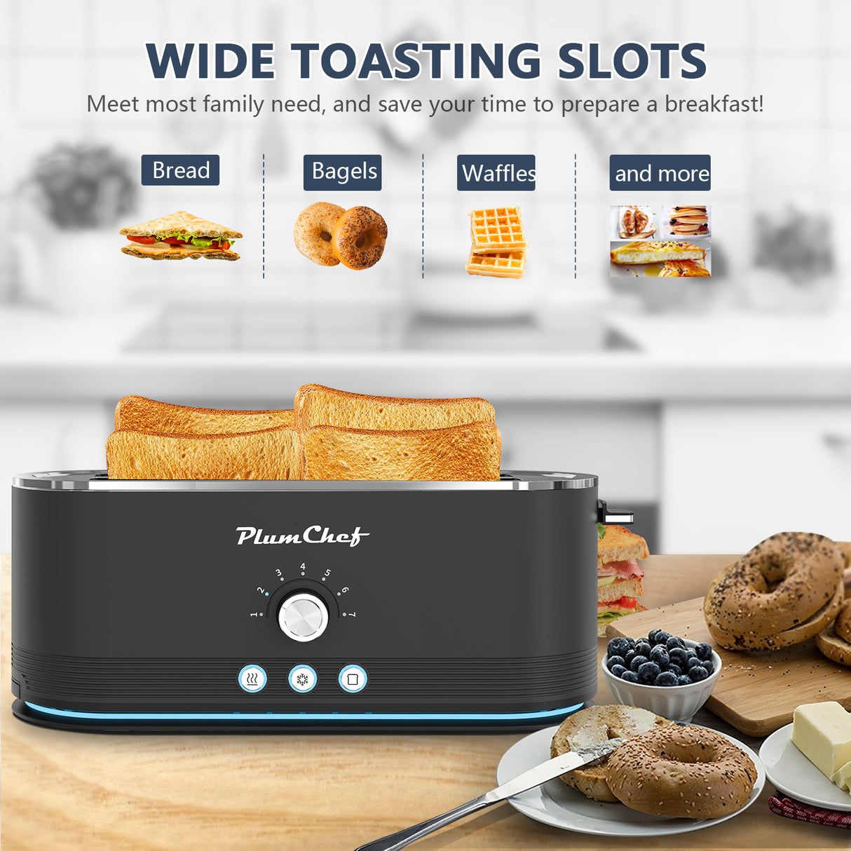 4-Slice Stainless Steel Toaster with 7 Browning Settings