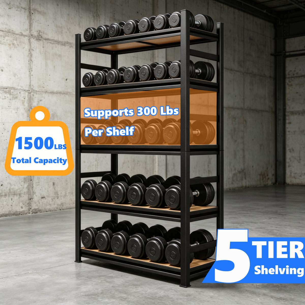 63-Inch Height Storage Shelving Unit with Adjustable Shelves