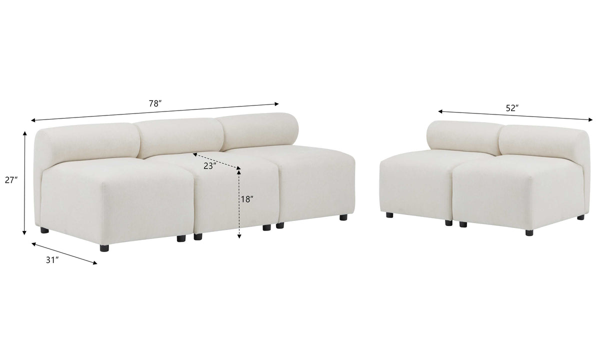 Evelyn 5-Piece Modular Chenille Sectional Sofa for Living Rooms